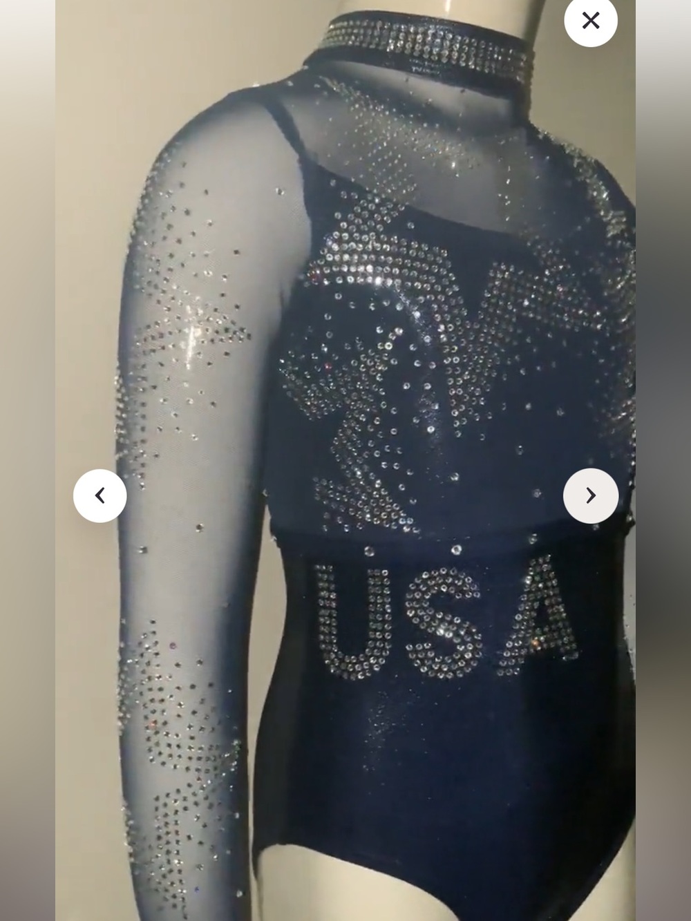 🇺🇸 USA Royal Navy Blue with Sparkle Stars Gymnastics Leotard Adult Large
